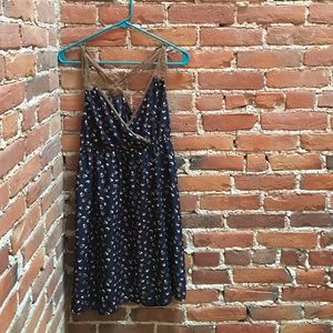 Silky blue patterned dress (L)