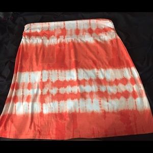 Melon (Orange) & White Tie Dye Midi Skirt