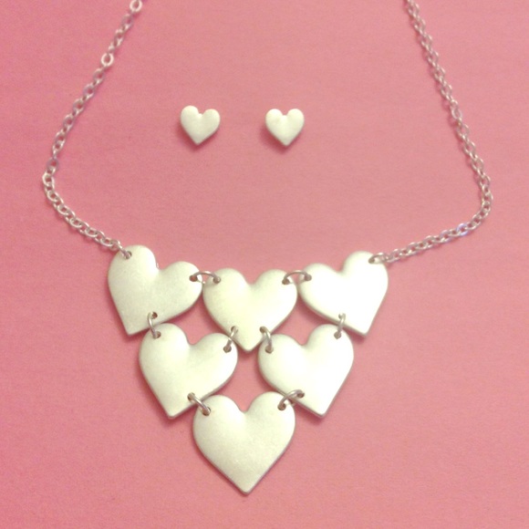 Heart Link Necklace & Earring Set