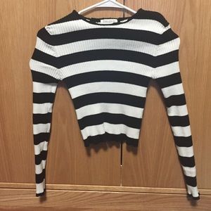 Forever 21 black and white striped crop top
