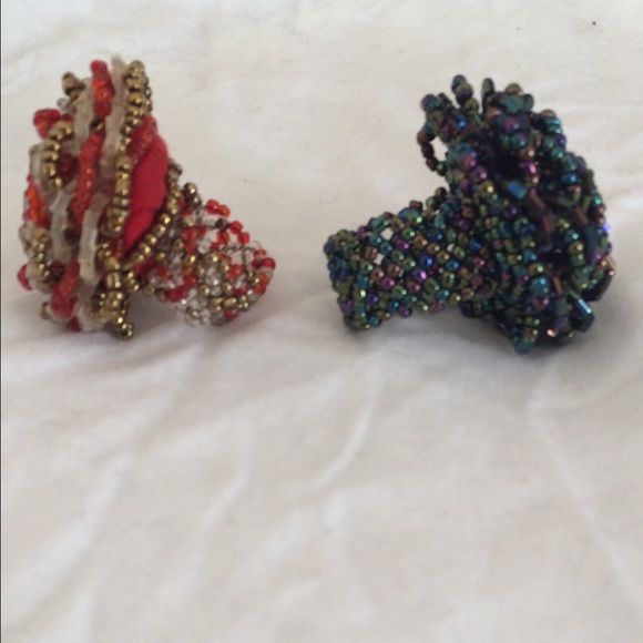 Two beaded rose Rings - Picture 2 of 2