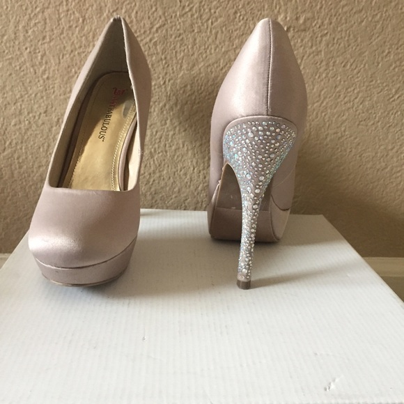 Tan heels with diamonds