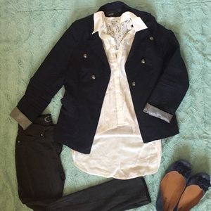 Button up, collared, white tank