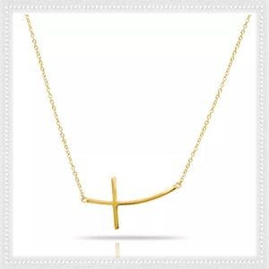 Cute Gold Curved Cross Necklace