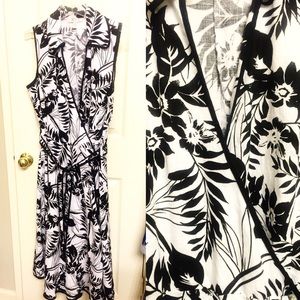 Black & White Floral Wrap dress