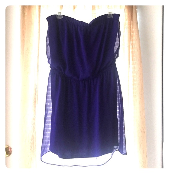 Purple strapless dress!
