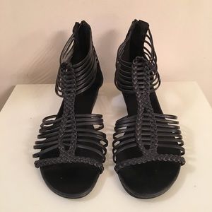 Black Gladiator Wedge Sandals