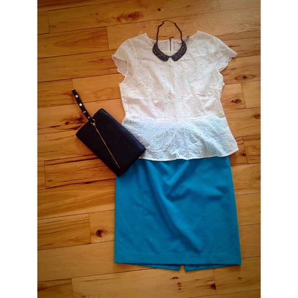 Cotton, peplum, floral textured blouse.