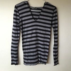 Striped hoodie tee
