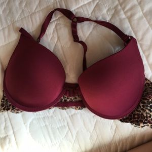 Maroon and cheetah bra