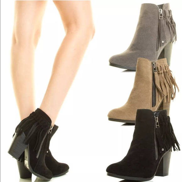 New Women's size 11  Fringe Ankle Boots Grey
