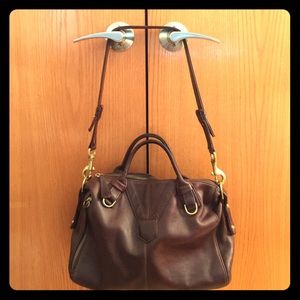 Dark Brown Leather Bowler Bag