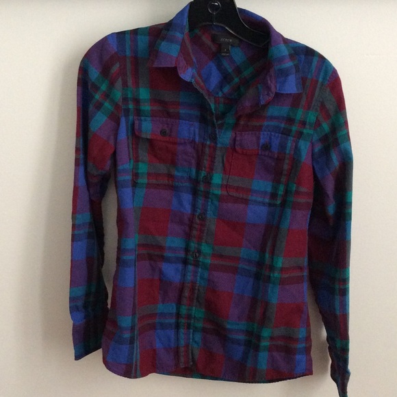 J. Crew plaid flannel button down, size 2