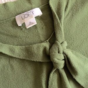 LOFT Pea Green Knit Tank Tie Sweater