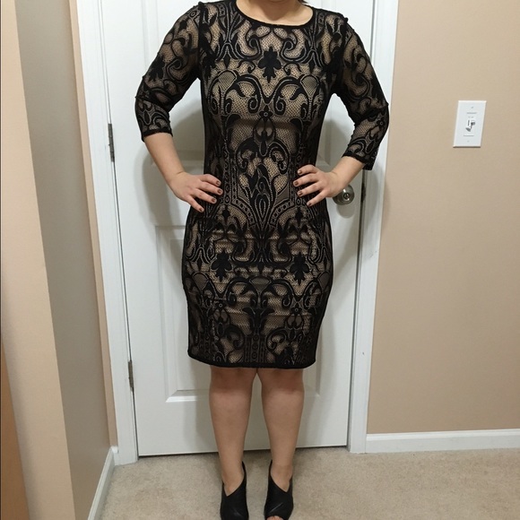 Beige and black dress