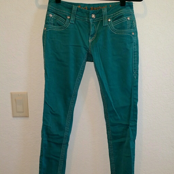 Turquoise Rock Revivals Liz Skinny Size 25