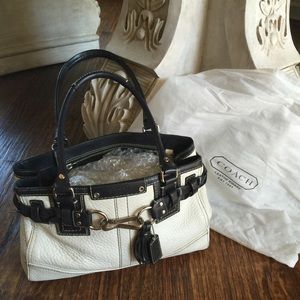 Coach Hampton handbag.  Black and white w/ silver