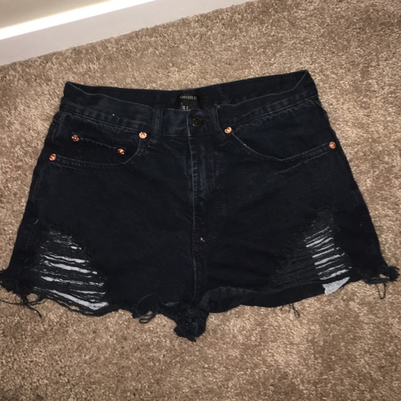 Forever 21 Pants - Black High Rise denim shorts