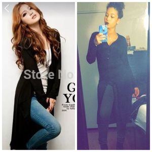 Black long cardigan with buttons