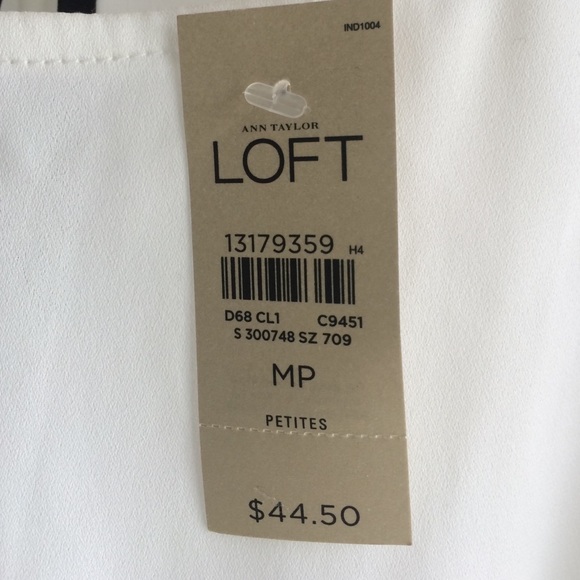 NWT Loft ivory shell with black bottom band. - Picture 2 of 4