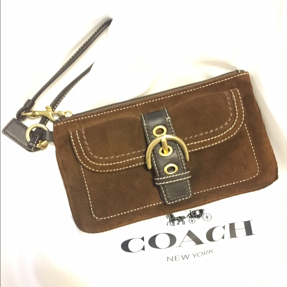 Authentic COACH Brown Suede Clutch / Wristlet