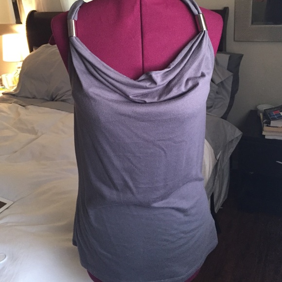 Halter shirt with metal accents