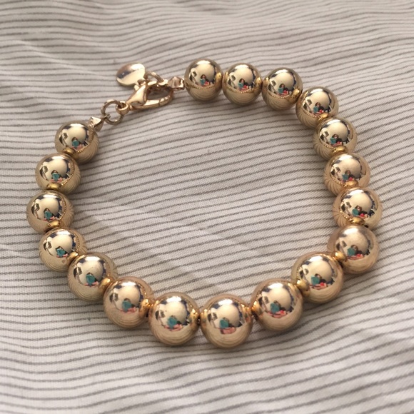 Gold-tone circle round bead bracelet
