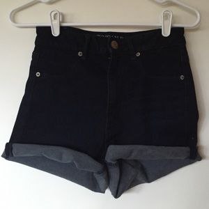 High-waisted cut-off denim shorts