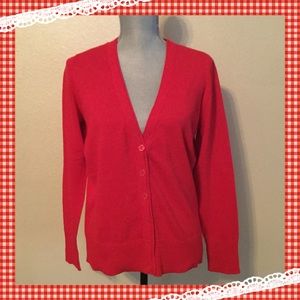 Red Button Up Cardigan Sweater