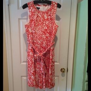 Talbots poppy and cream cocktail dress