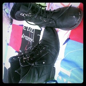 Black combat boots