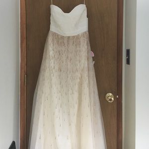 white and gold prom dress