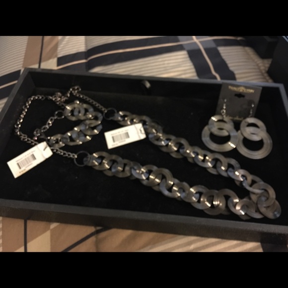 Charcoal Circle necklace and earring