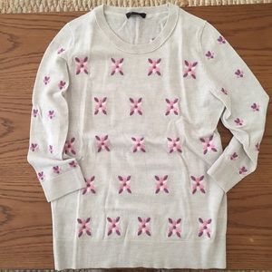 J. Crew Gray Embroidered Sweater
