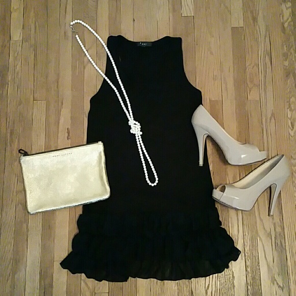 Black Tank Top Dress with Ruffle Skirt