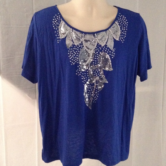 Gorgeous blue blouse embellishments silver