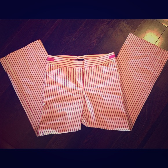 BCBGMaxAzria Pink/Off-white Wide-leg Trouser