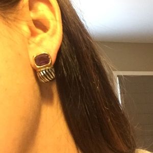 Purple stone fashion earrings