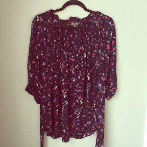 Navy floral blouse//Anthropologie
