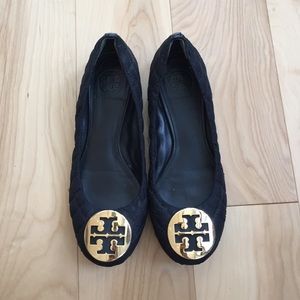 Tory Burch Quinn Quilted Black Flats