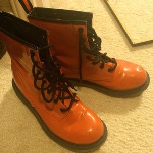Bright orange boots
