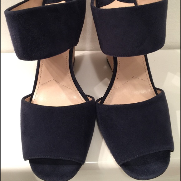 PRADA Oltremare dark blue suede strap wedge sandal - Picture 2 of 4