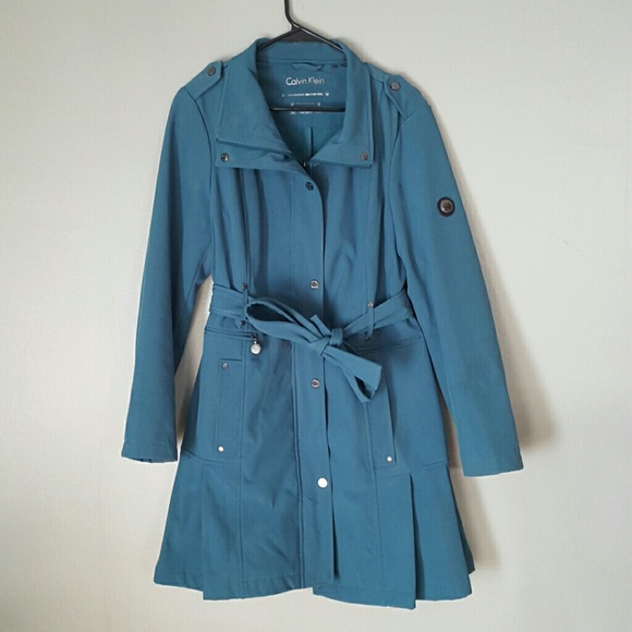 CALVIN KLEIN All Weather Coat with Ruffles - Picture 1 of 3