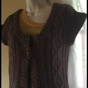 Brown Cable knit Sweater Vest SZ S GUC