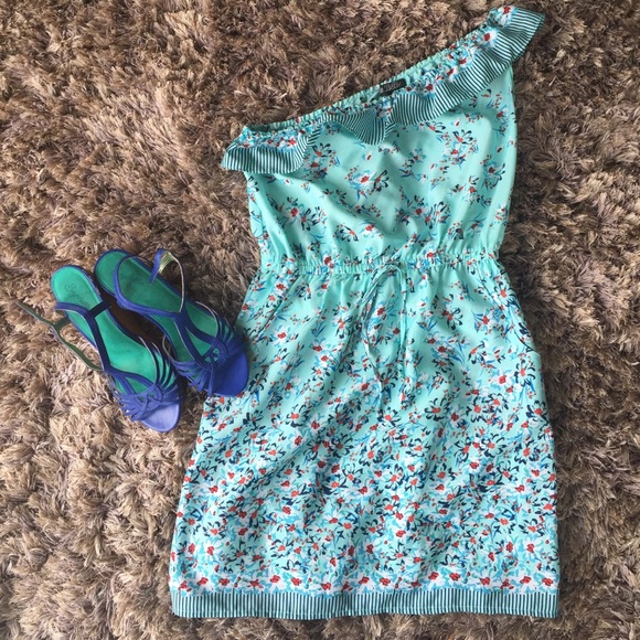 Floral, one shoulder dress