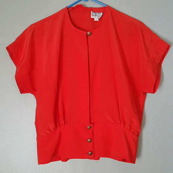 Anne Klein Red Button-Up Blouse