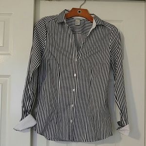 Black & White striped blouse size 8