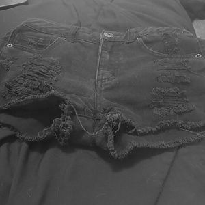 Black denim shorts