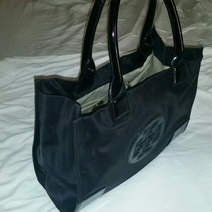 Tory Burch Mini Ella Black Patent Tote