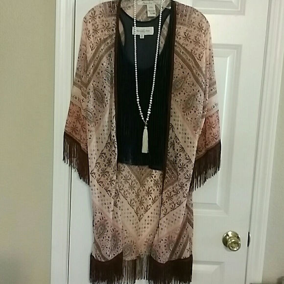 American rag  fringe kimono